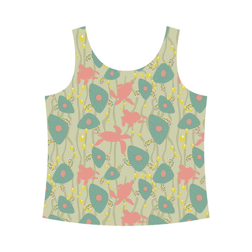 Retro Swimming Turtles All Over Print Tank Top for Women (Model T43)