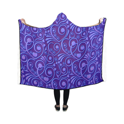 sweet hearts, blue Hooded Blanket 50''x40''