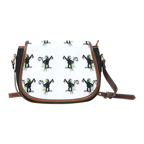 Floral Monkey with hairstyle Saddle Bag/Small (Model 1649)(Flap Customization)