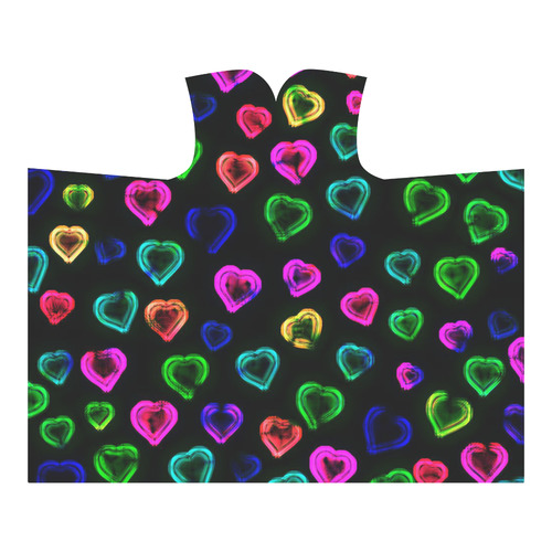 blurry neon hearts Hooded Blanket 60''x50''