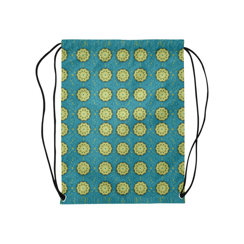 Sunshine mandalas on blue Medium Drawstring Bag Model 1604 (Twin Sides) 13.8"(W) * 18.1"(H)
