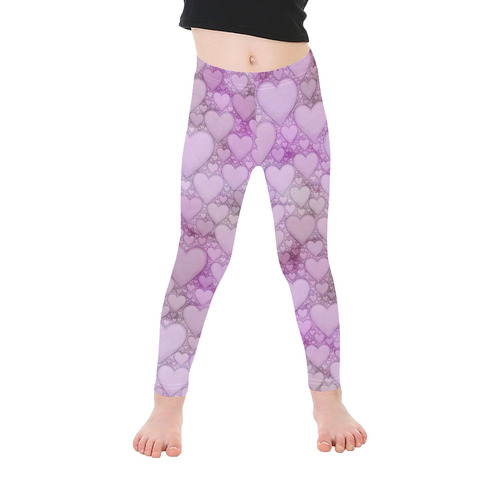 Hearts and Hearts B by JamColors Kid's Ankle Length Leggings (Model L06)