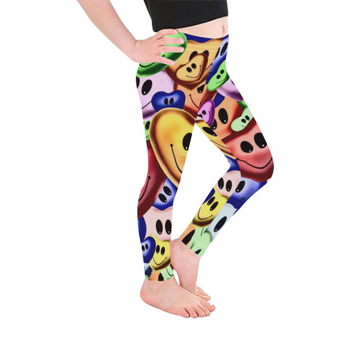 Funny smiling hearts A by JamColors Kid's Ankle Length Leggings (Model L06)