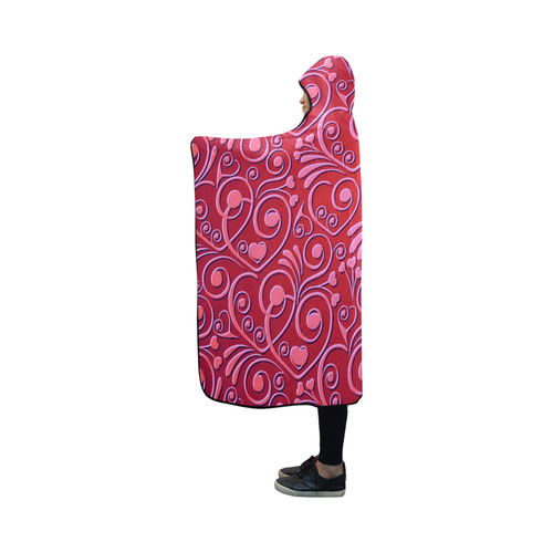 sweet hearts,red Hooded Blanket 50''x40''
