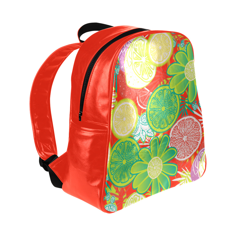 Loudly Lime Red Multi-Pockets Backpack (Model 1636)