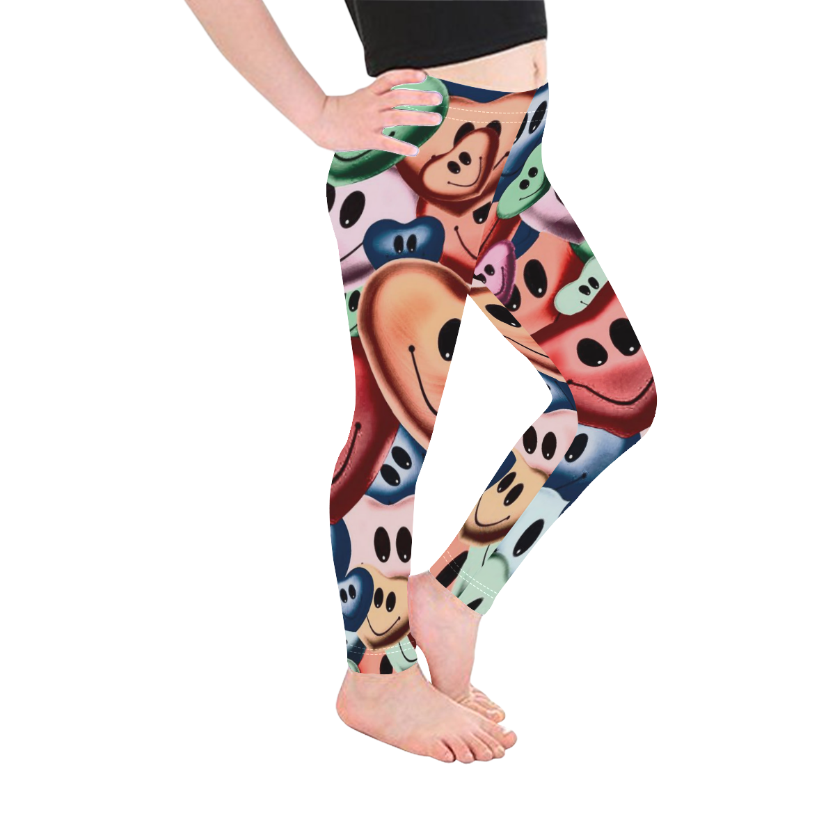 Funny smiling hearts B by JamColors Kid's Ankle Length Leggings (Model L06)