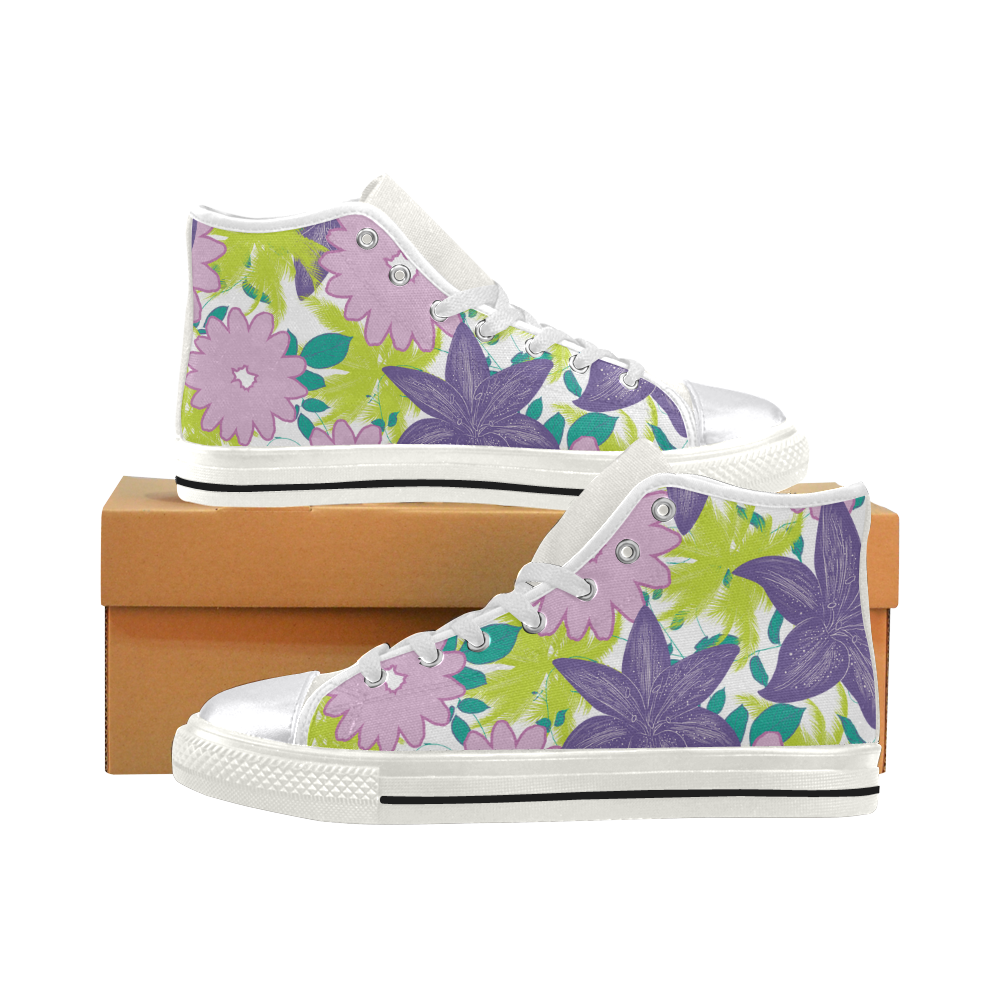Tropical Violet Women's Classic High Top Canvas Shoes (Model 017)