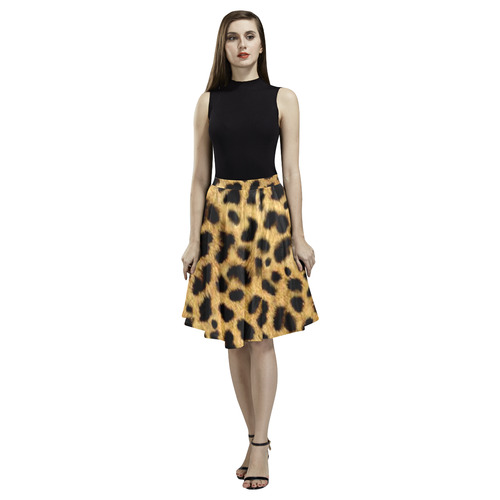 leopard print ladies skirt Melete Pleated Midi Skirt (Model D15)