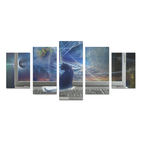 Cyberspace cat Canvas Print Sets D (No Frame)