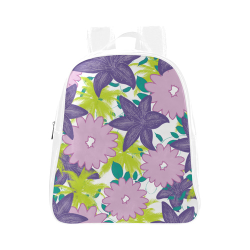 Tropical Violet White School Backpack (Model 1601)(Small)