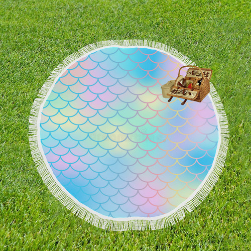 mermaid circular picnic rug Circular Beach Shawl 59"x 59"