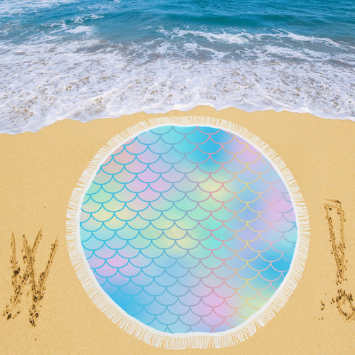 mermaid circular picnic rug Circular Beach Shawl 59"x 59"