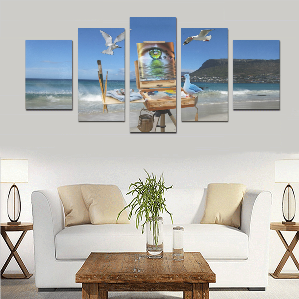 Fish Hoek beach Cape Town Canvas Print Sets D (No Frame)