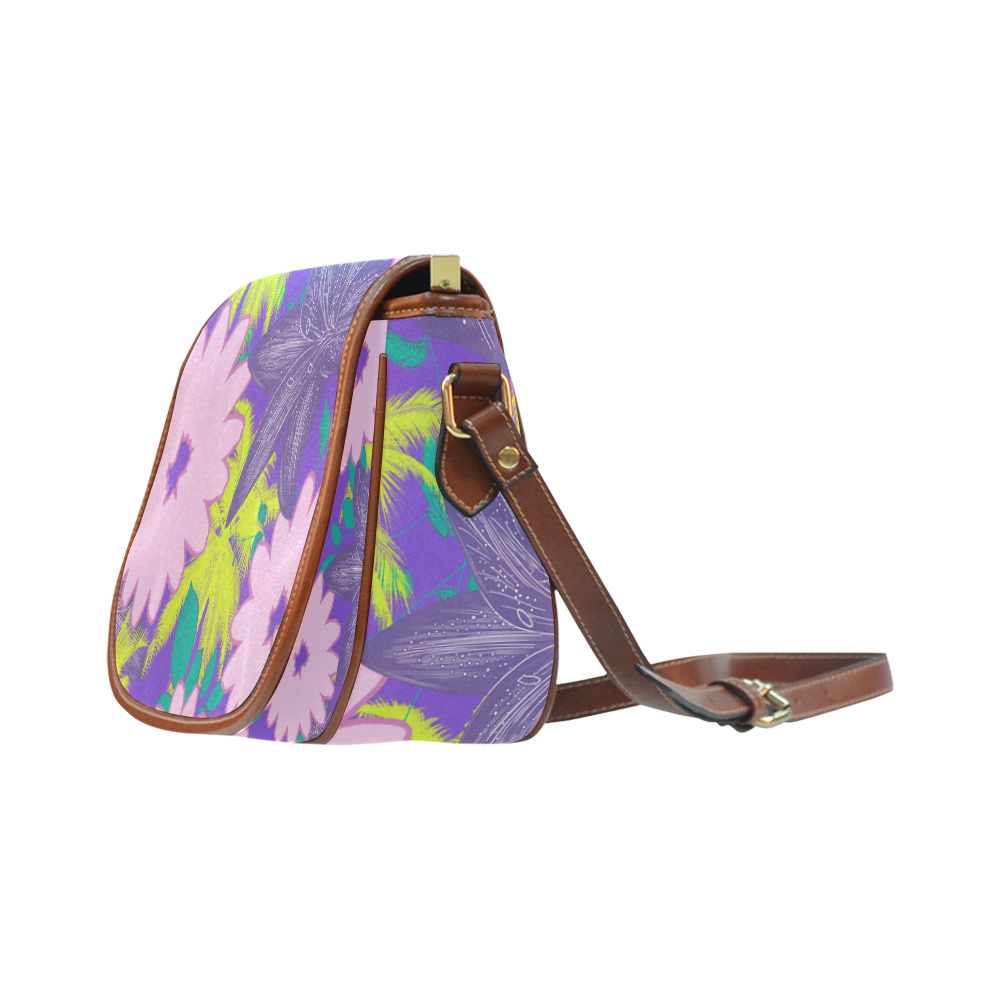 Tropical Violet Saddle Bag/Small (Model 1649) Full Customization