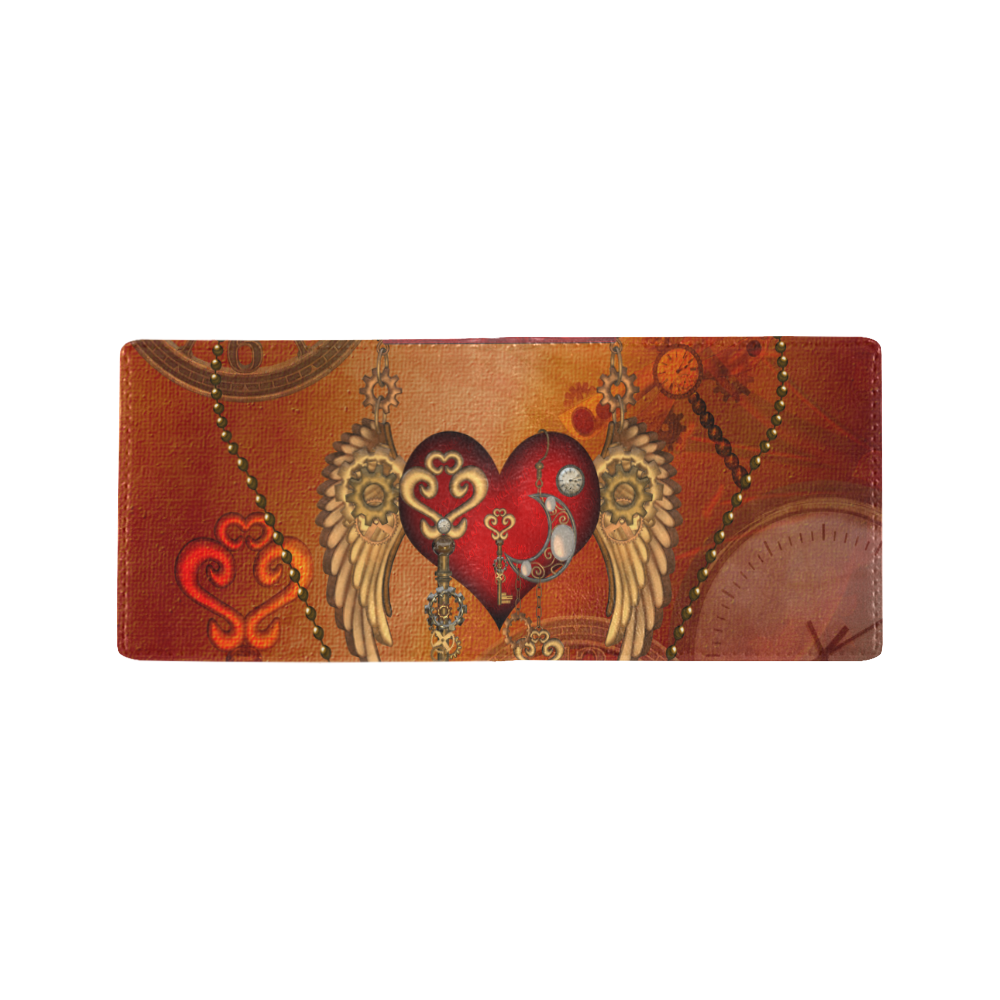 Steampunk, wonderful heart with wings Mini Bifold Wallet (Model 1674)