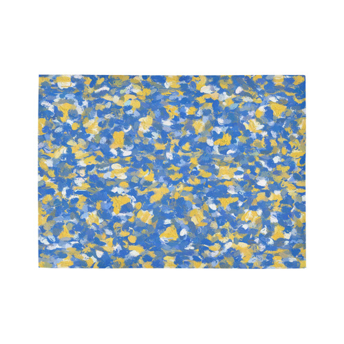 Blue, Yellow and White Paint Splashes Area Rug7'x5'