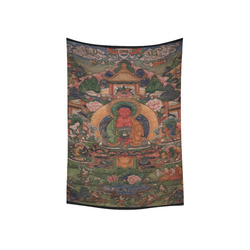 Buddha Amitabha in His Pure Land of Suvakti Cotton Linen Wall Tapestry 40"x 60"