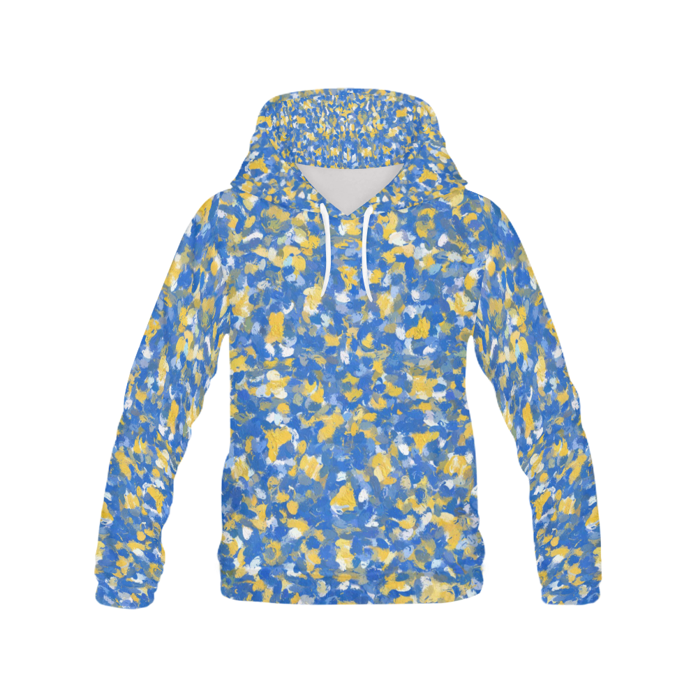 Blue, Yellow and White Paint Splashes All Over Print Hoodie for Men (USA Size) (Model H13)