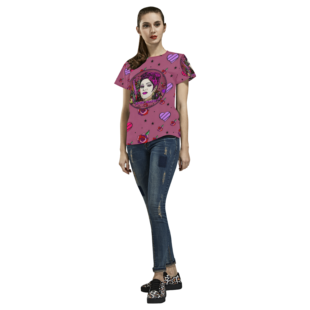 Andy Maine by Nico Bielow All Over Print T-Shirt for Women (USA Size) (Model T40)