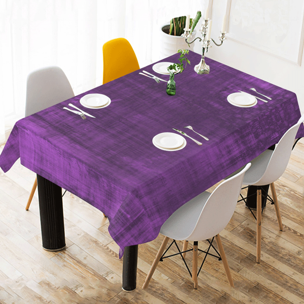 Purple Grunge Cotton Linen Tablecloth 60" x 90"