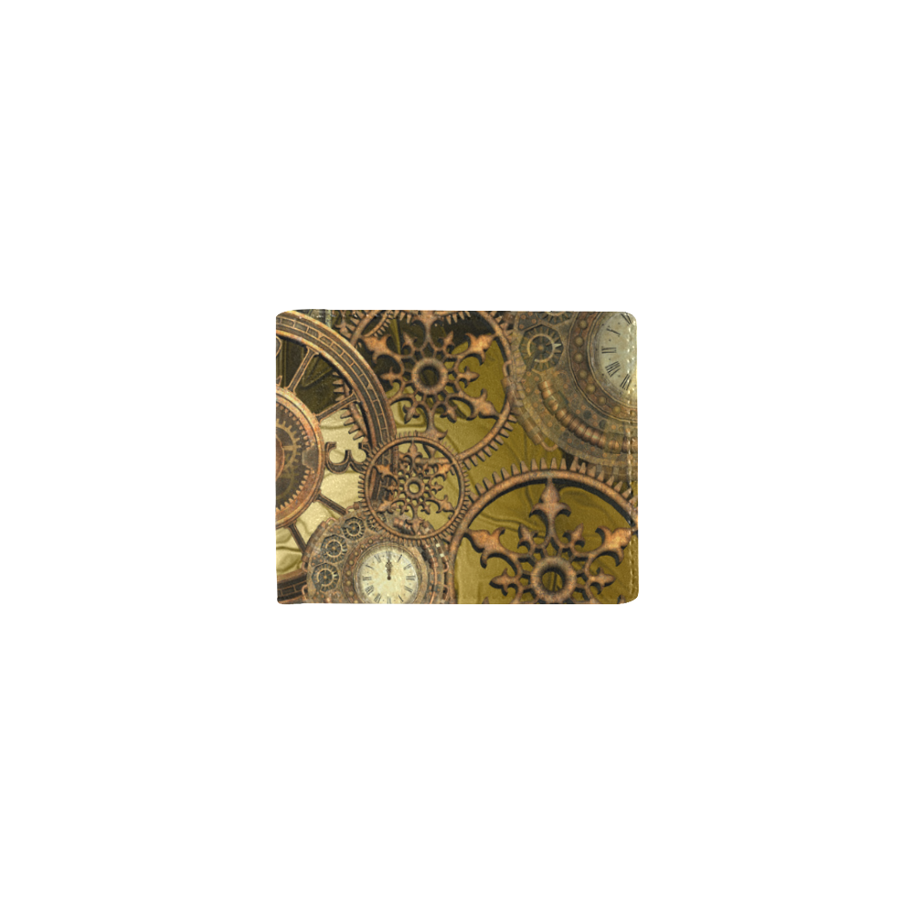 Steampunk clocks and gears Mini Bifold Wallet (Model 1674)