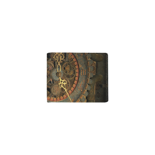 Steampunk, clockwork Mini Bifold Wallet (Model 1674)