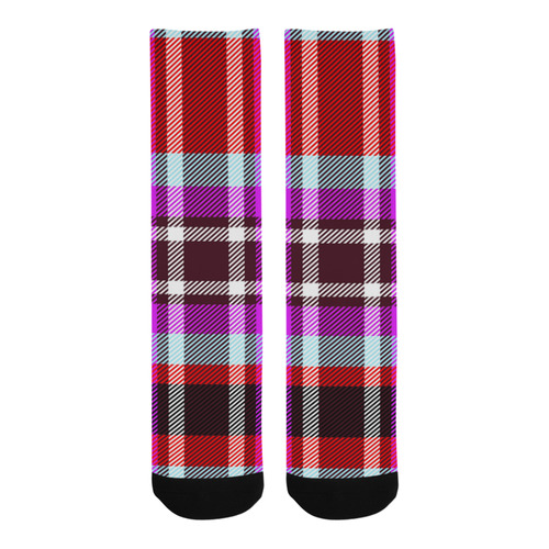Red-Purple-Black Plaid Socks Trouser Socks