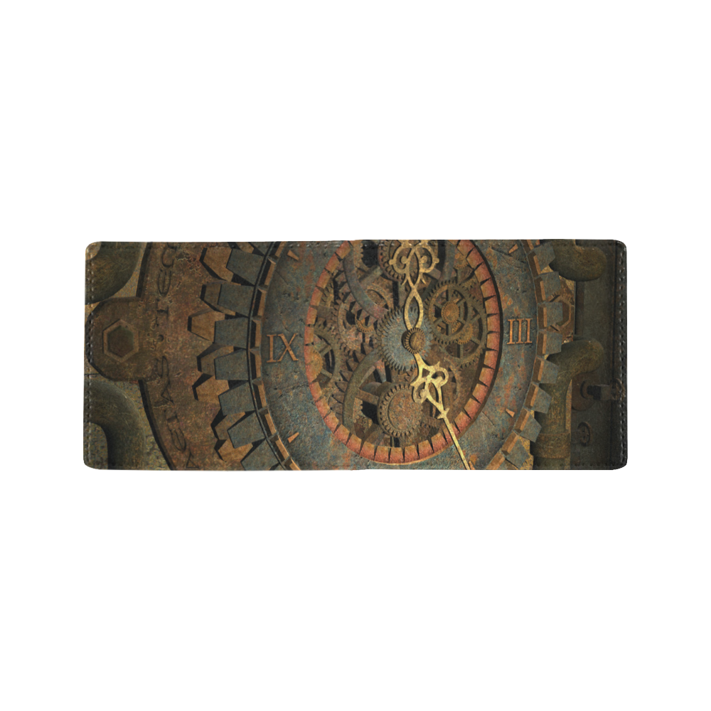 Steampunk, clockwork Mini Bifold Wallet (Model 1674)