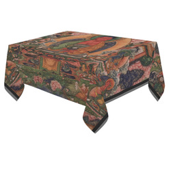 Buddha Amitabha in His Pure Land of Suvakti Cotton Linen Tablecloth 60"x 84"
