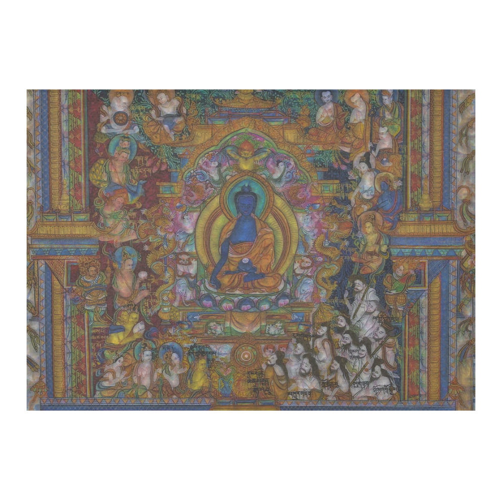 Awesome Thanka With The Holy Medicine Buddha Cotton Linen Tablecloth 60"x 84"