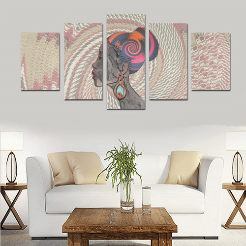 african woman on basket Canvas Print Sets D (No Frame)