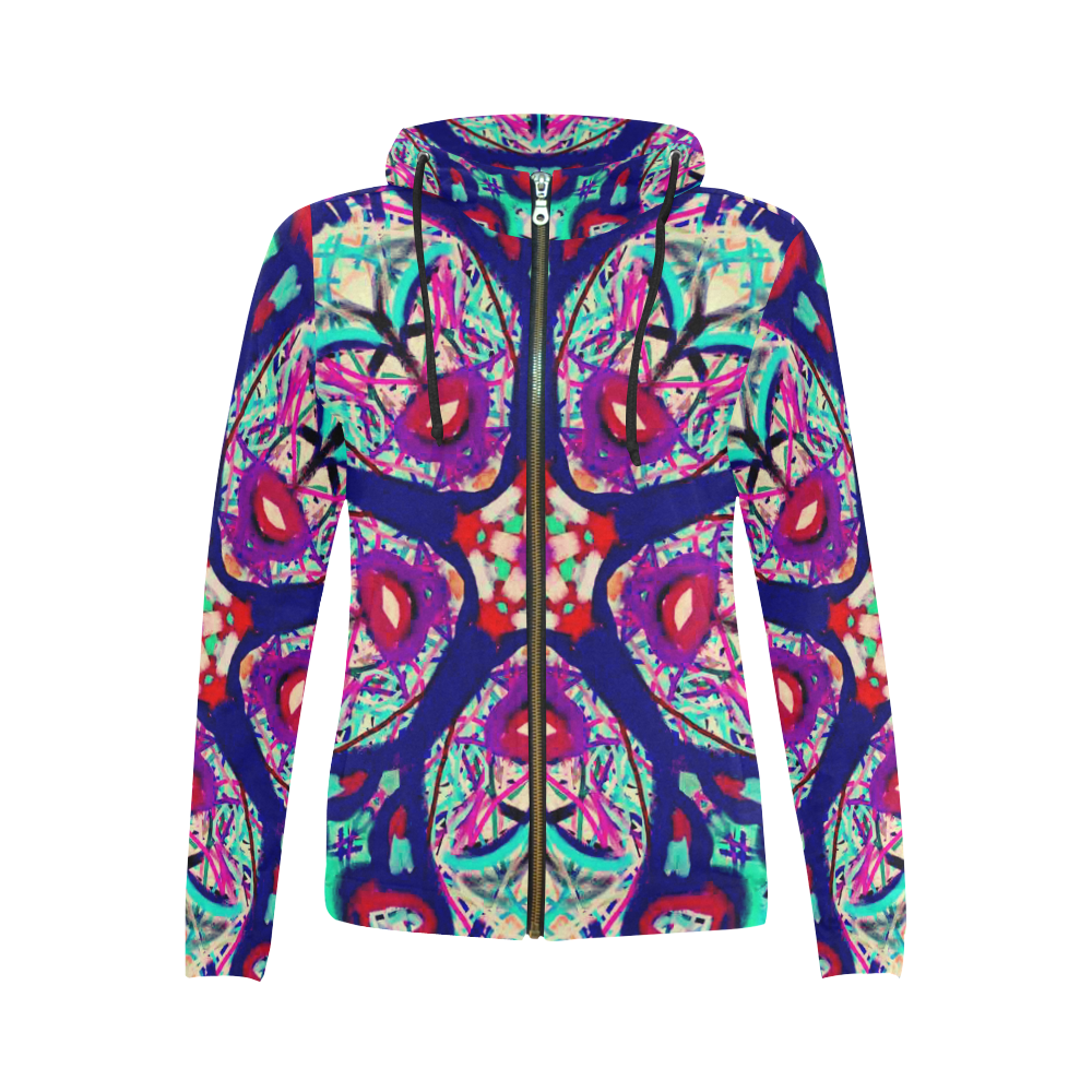 Thleudron Warriors All Over Print Full Zip Hoodie for Women (Model H14)
