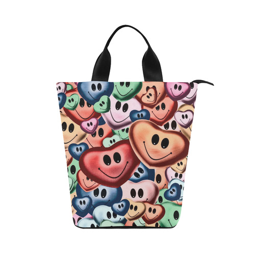 Funny smiling hearts B by JamColors Nylon Lunch Tote Bag (Model 1670)