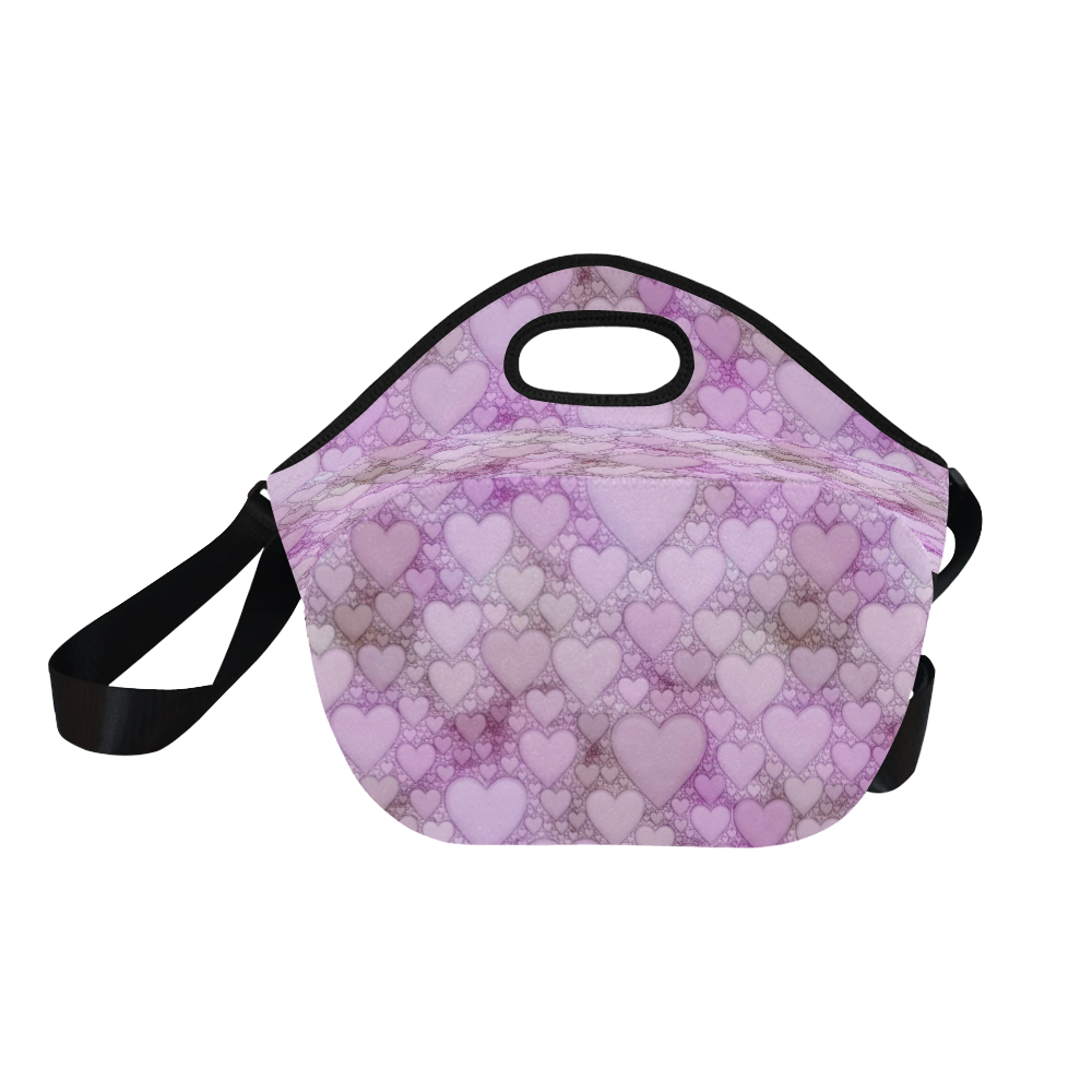 Hearts and Hearts B by JamColors Neoprene Lunch Bag/Large (Model 1669)