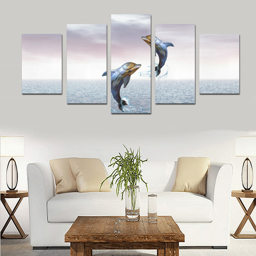 steampunk jumping dolphins Canvas Print Sets D (No Frame)