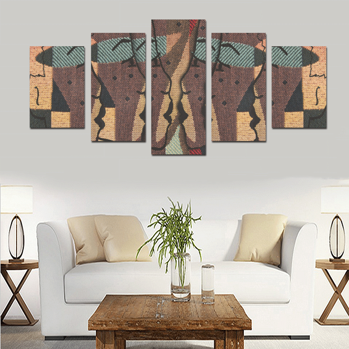 African tapestry art Canvas Print Sets D (No Frame)