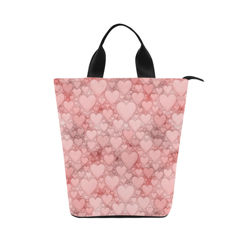 Hearts and Hearts, by JamColors Nylon Lunch Tote Bag (Model 1670)