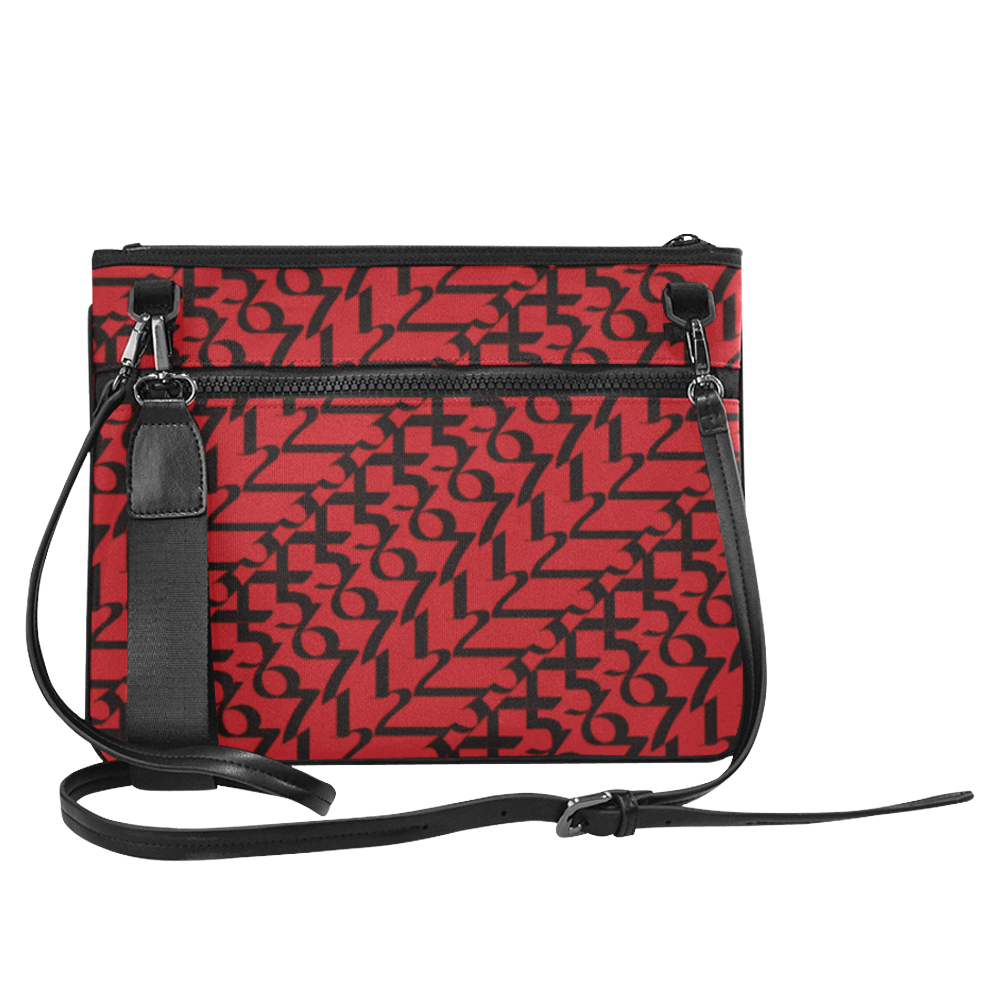 NUMBERS Collection Women Cherry Red/Black Slim Clutch Bag (Model 1668)