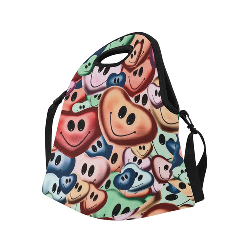 Funny smiling hearts B by JamColors Neoprene Lunch Bag/Large (Model 1669)