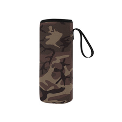 Camo Red Brown Neoprene Water Bottle Pouch/Small