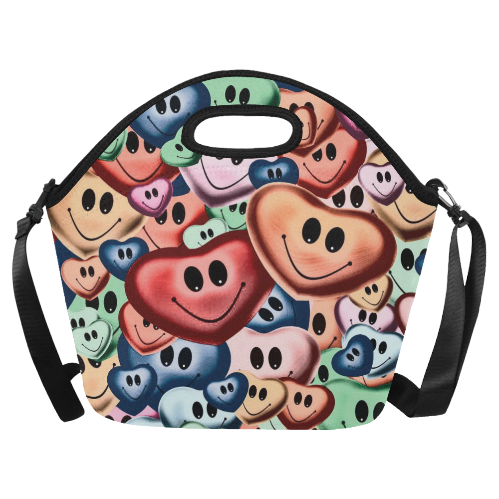 Funny smiling hearts B by JamColors Neoprene Lunch Bag/Large (Model 1669)