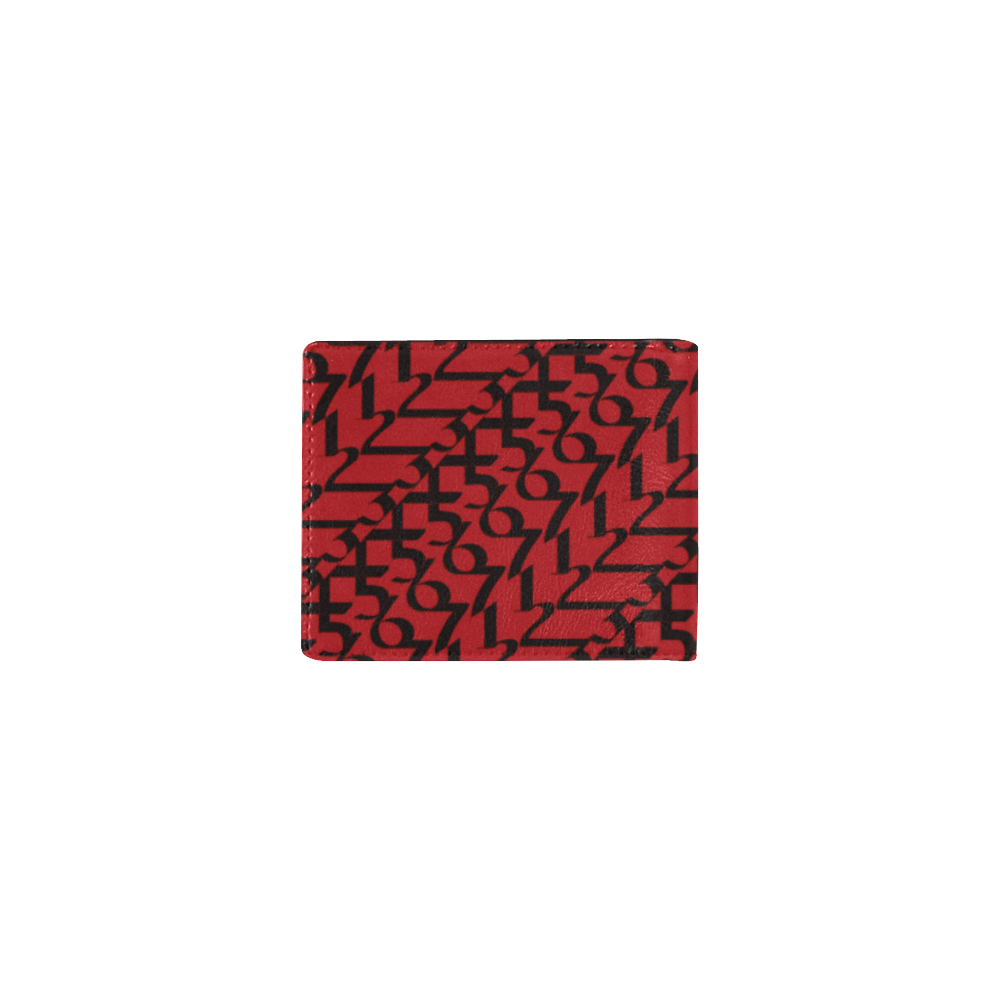 NUMBERS Collection Men 1234567 Red/Black Mini Bifold Wallet (Model 1674)