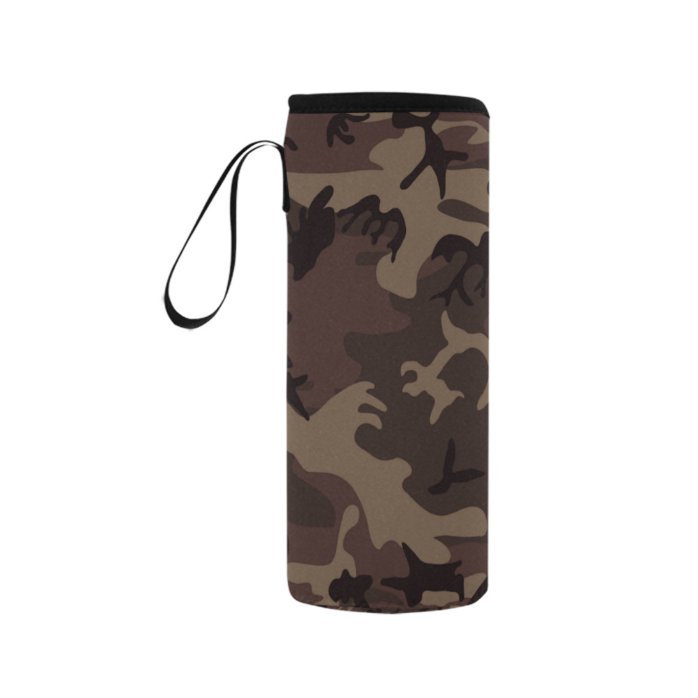 Camo Red Brown Neoprene Water Bottle Pouch/Medium