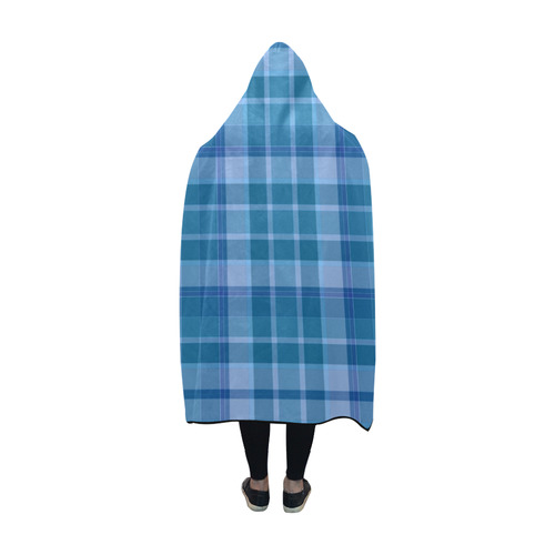 Shades of Blue Plaid Hooded Blanket 60''x50''