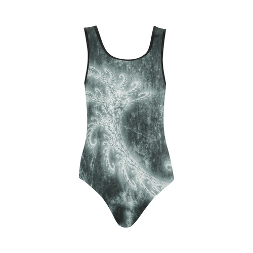 White Spiral Fractal Vest One Piece Swimsuit (Model S04)