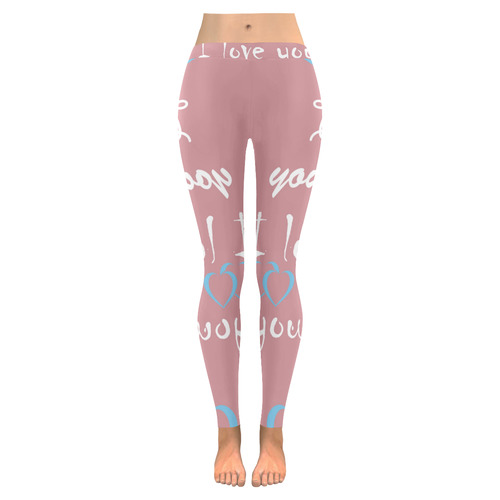 love You Women's Low Rise Leggings (Invisible Stitch) (Model L05)