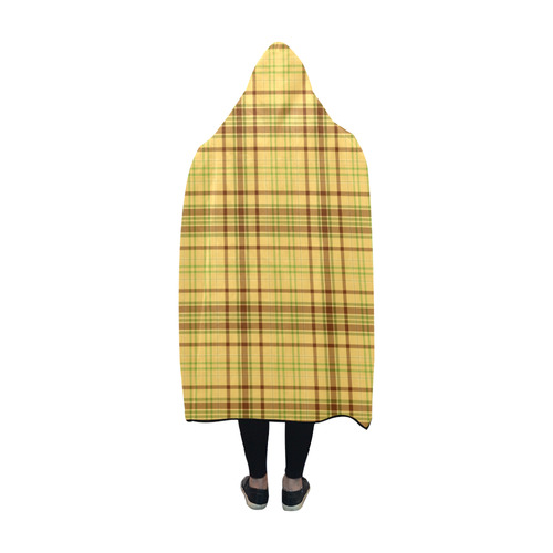 Yellow Brown Plaid Hooded Blanket 60''x50''