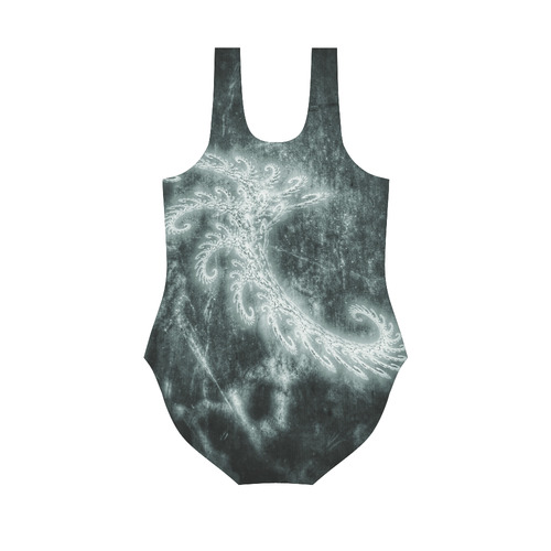 White Spiral Fractal Vest One Piece Swimsuit (Model S04)