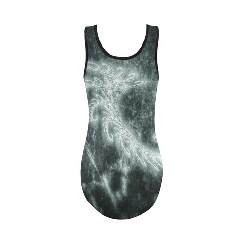 White Spiral Fractal Vest One Piece Swimsuit (Model S04)