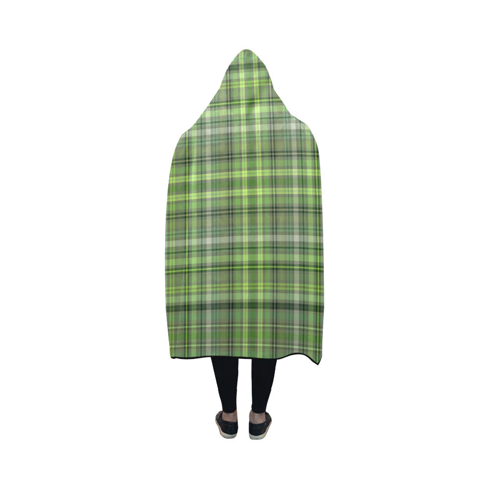 Shades of Green Plaid Hooded Blanket 50''x40''